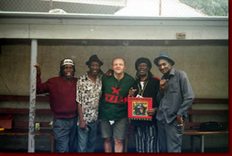 Pier Tosi with old reggae artists at Sonic Sound (Alton Ellis and Winston Jarrett)