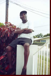 Trinity in his Kingston yard